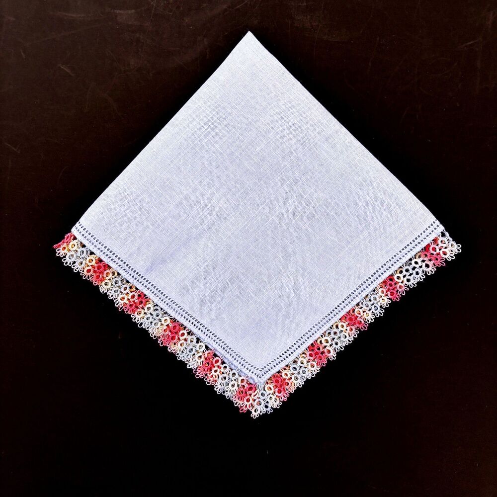 Heirloom Blue Linen Bridesmaid Handkerchief Wedding Cottage Vintage Dainty